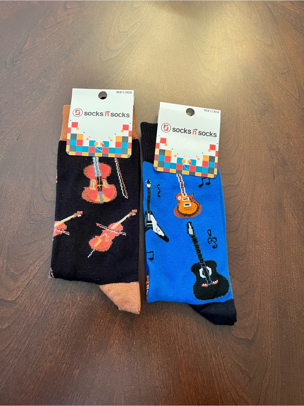 2 pairs of Socks n Socks Men's Music Crew Socks - Black & Blue